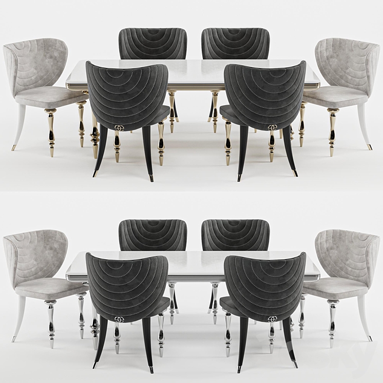 Elve luxury dining table and chairs 3DS Max - thumbnail 1