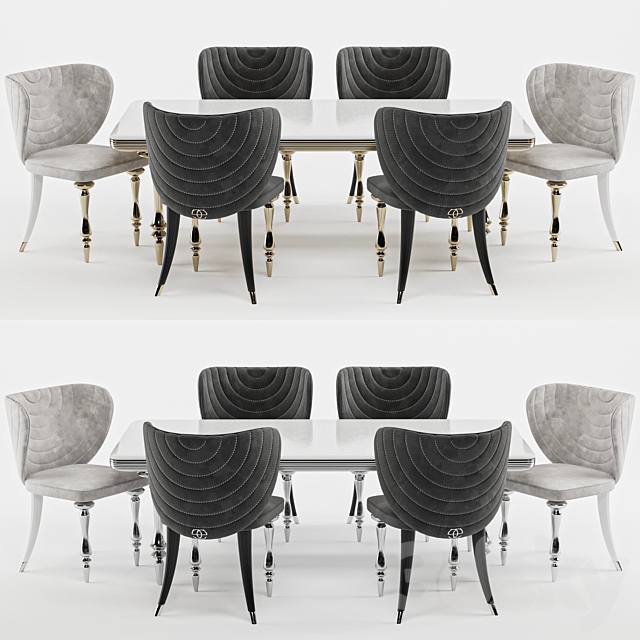 Elve luxury dining table and chairs 3DSMax File - thumbnail 1