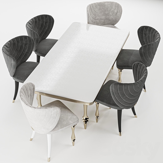 Elve luxury dining table and chairs 3DSMax File - thumbnail 4