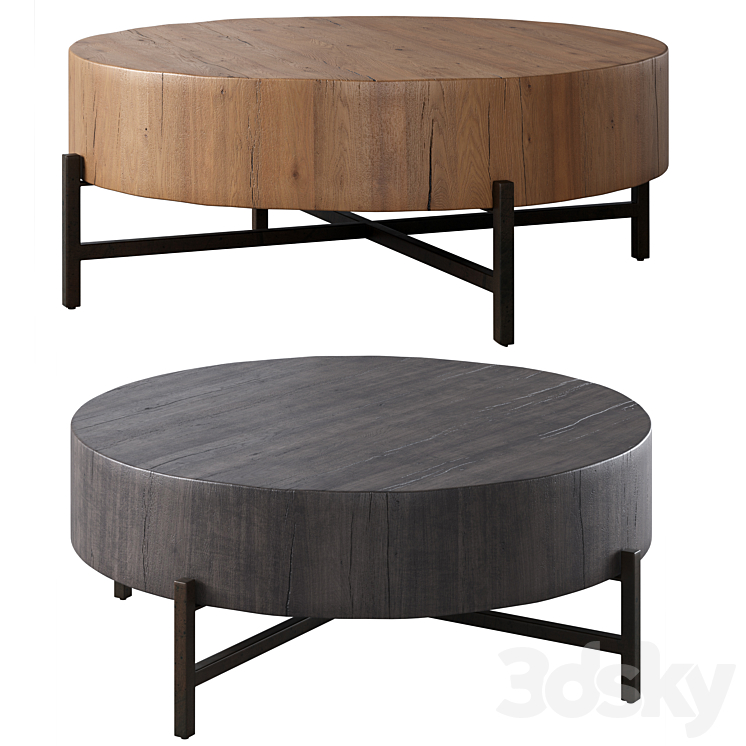 “Fargo 40″” Round Reclaimed Wood Coffee Table by pottery barn” 3DS Max Model - thumbnail 1