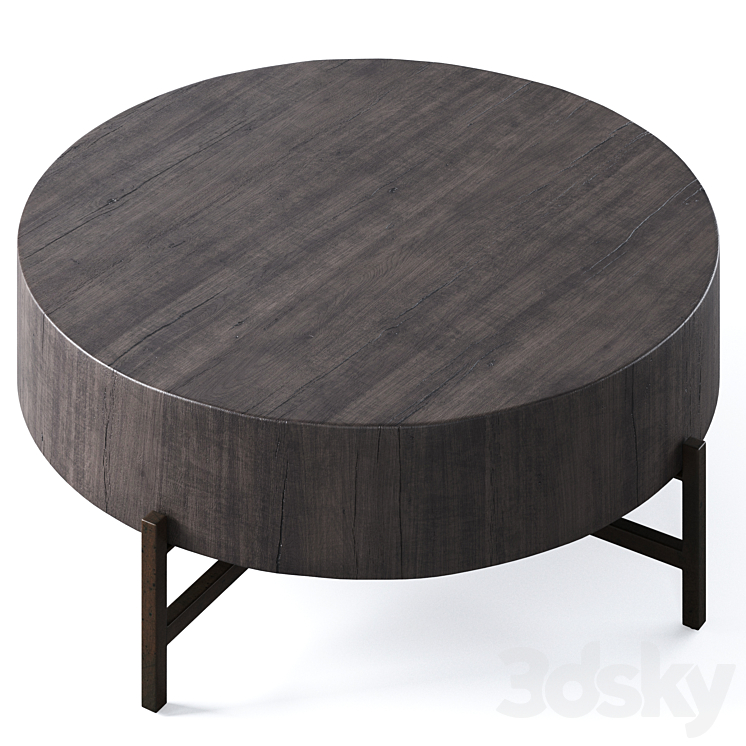 “Fargo 40″” Round Reclaimed Wood Coffee Table by pottery barn” 3DS Max Model - thumbnail 2