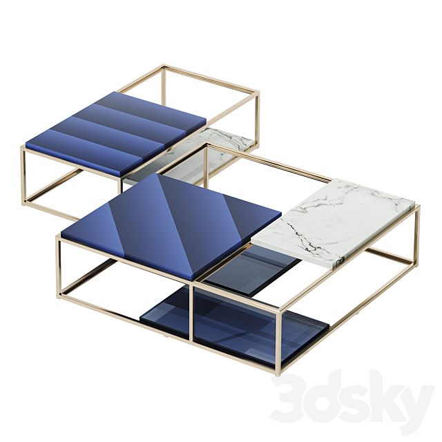 Fendi casa BOOGIE Calacatta Warm Gold (coffee table) BLUE 3DSMax File - thumbnail 2