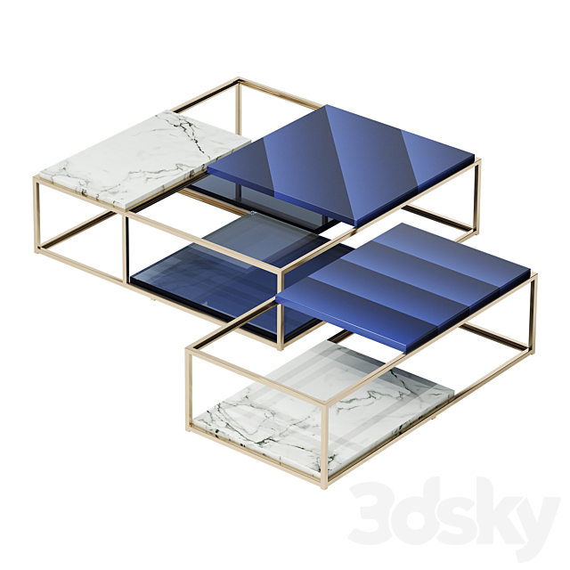 Fendi casa BOOGIE Calacatta Warm Gold (coffee table) BLUE 3DSMax File - thumbnail 3