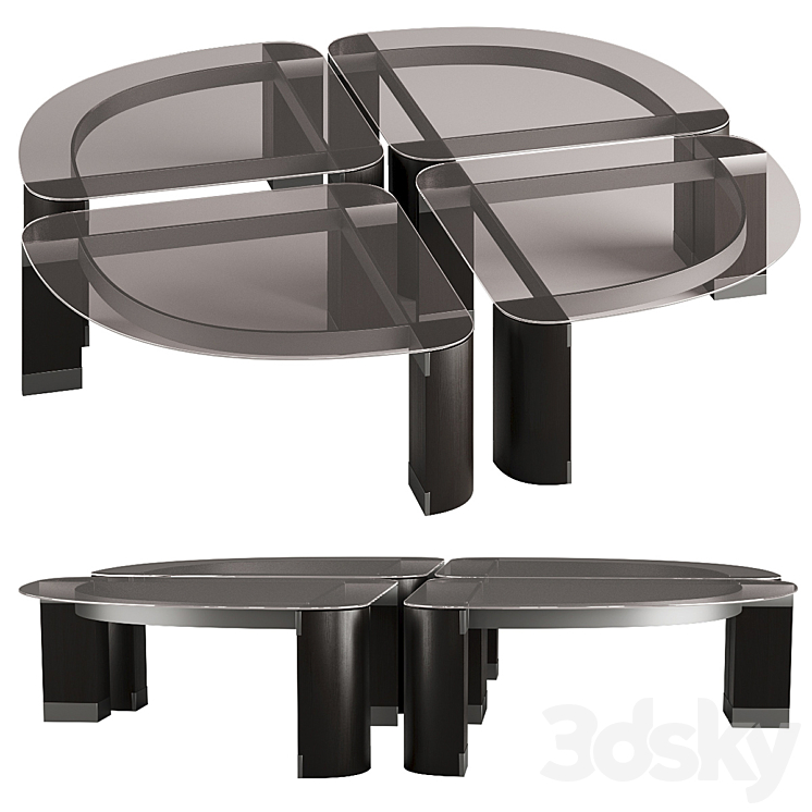 Flou – Quartetto Table 3DS Max Model - thumbnail 1