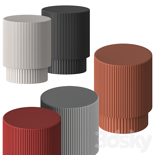 Fluted Side Table West Elm 3DSMax File - thumbnail 1