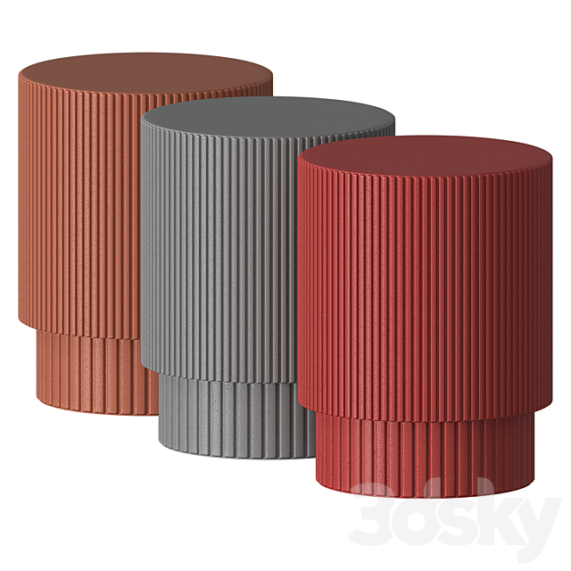 Fluted Side Table West Elm 3DSMax File - thumbnail 2