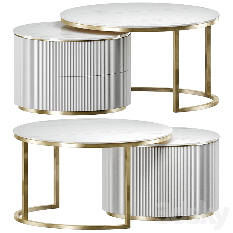 frandiss coffee table set 3DS Max Model - thumbnail 3