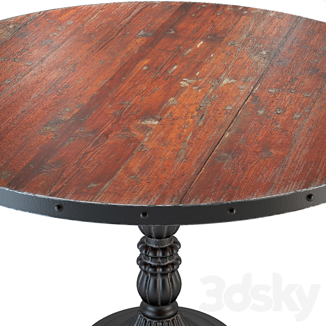 French Soda Fountain old wood dining table 3DS Max Model - thumbnail 3