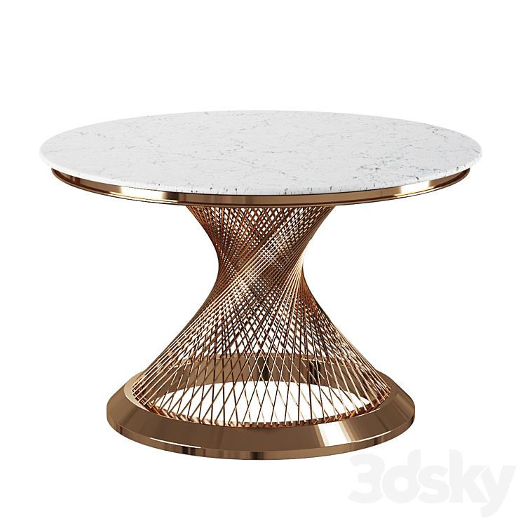 Garda Decor DINING TABLE ROUND ARTIFICIAL MARBLE \/ GOLD 3DS Max Model - thumbnail 1