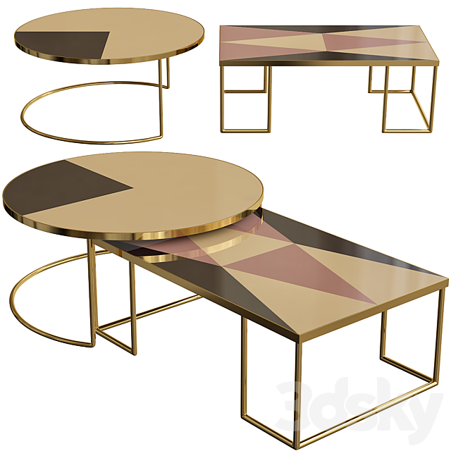 Geometric Bronze Coffee Table 3DSMax File - thumbnail 1