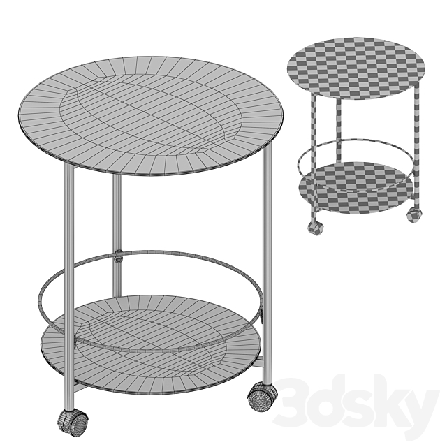 GIBSON ROLLING END TABLE 3DS Max Model - thumbnail 5