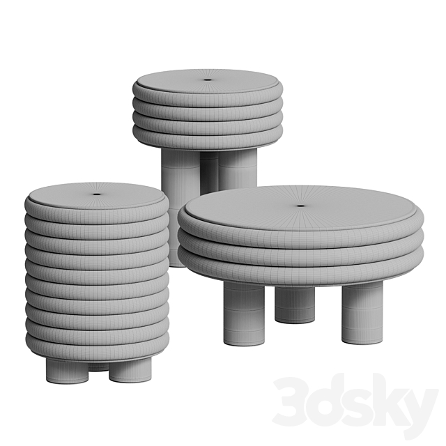 Giobagnara Scala beige low round coffee table 3DS Max Model - thumbnail 6