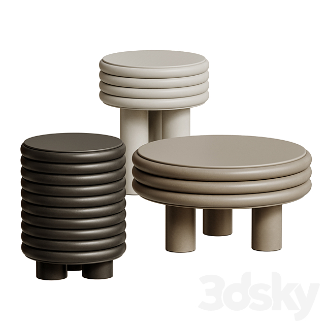 Giobagnara Scala beige low round coffee table 3dsMax Model - thumbnail 1