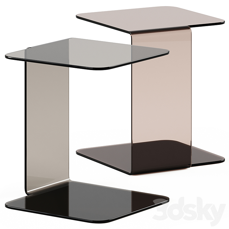 Glass Side Table Shell by Sovet italia \/ Glass side table 3DS Max Model - thumbnail 1