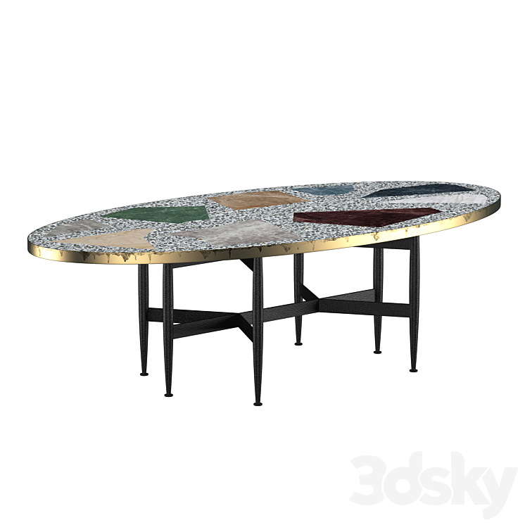 Gold Beam Dining Table 3DS Max - thumbnail 2