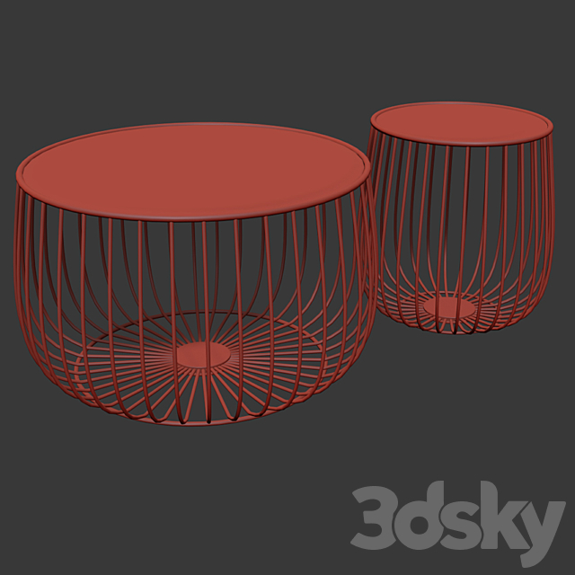 Gold Round Industrial Steel Wire Coffee Table 3DS Max Model - thumbnail 2