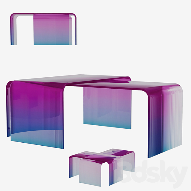 Gradient Glass Tables 3ds Max - thumbnail 1