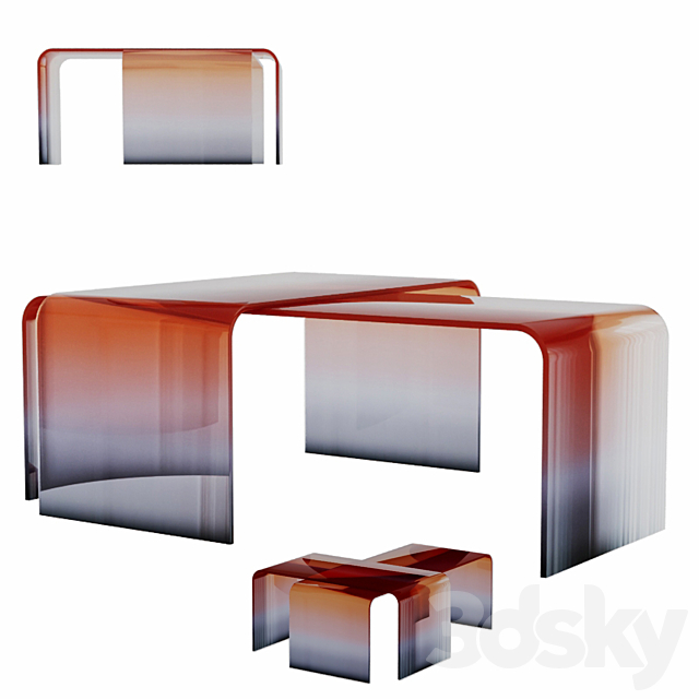 Gradient Glass Tables 3ds Max - thumbnail 2