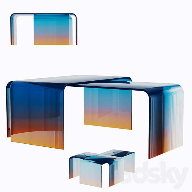 Gradient Glass Tables 3ds Max - thumbnail 3