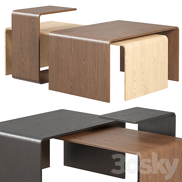 Gravelli Trio Wooden Coffee Tables 3dsMax Model - thumbnail 3