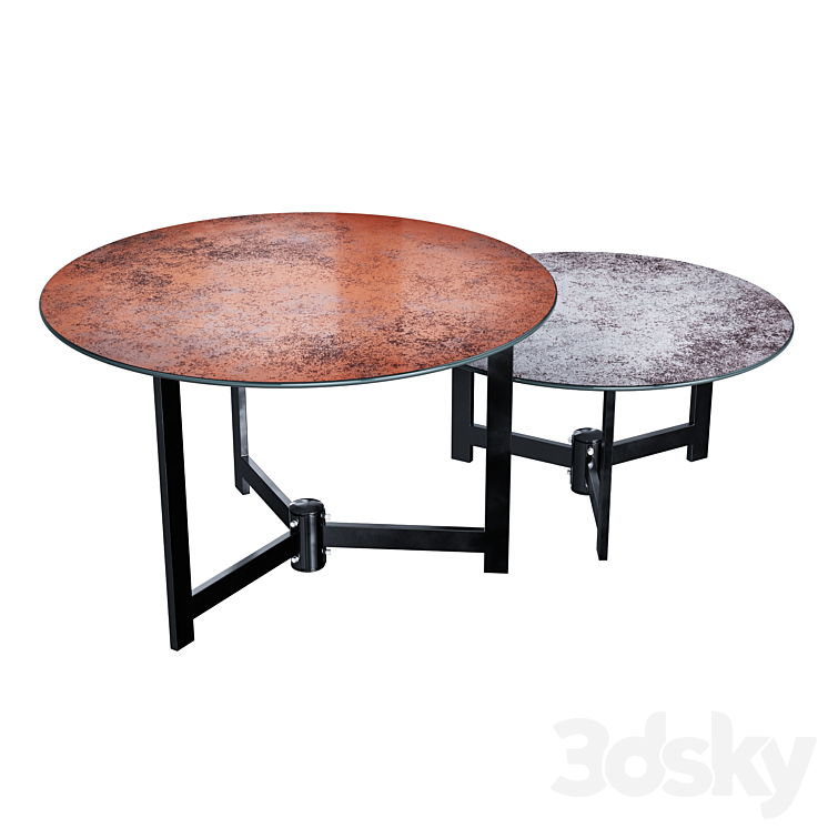 Halmar TWINS set of 2 coffee tables (gray \/ brown) 3DS Max Model - thumbnail 2