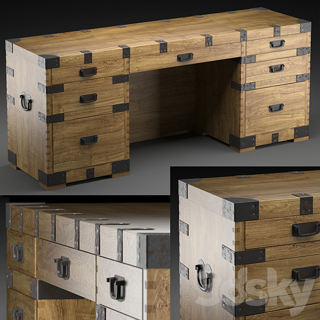 HEIRLOOM SILVER CHEST desk Restoration Hardware 3DS Max Model - thumbnail 1