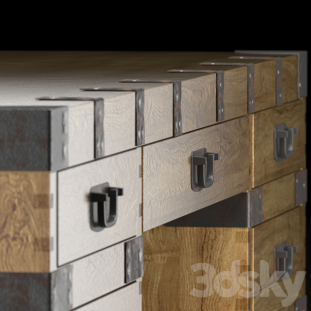 HEIRLOOM SILVER CHEST desk Restoration Hardware 3DS Max Model - thumbnail 2