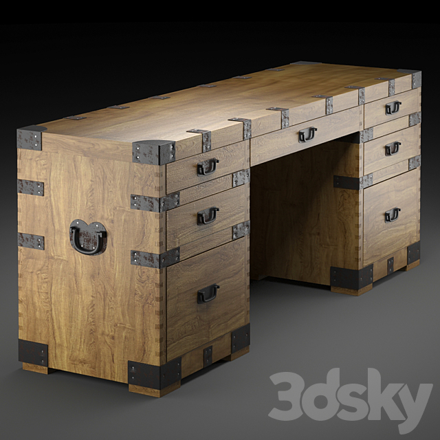 HEIRLOOM SILVER CHEST desk Restoration Hardware 3DS Max Model - thumbnail 3