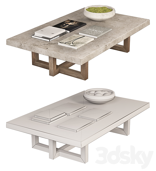 Heston Rectangular Coffee Table 3DS Max Model - thumbnail 3