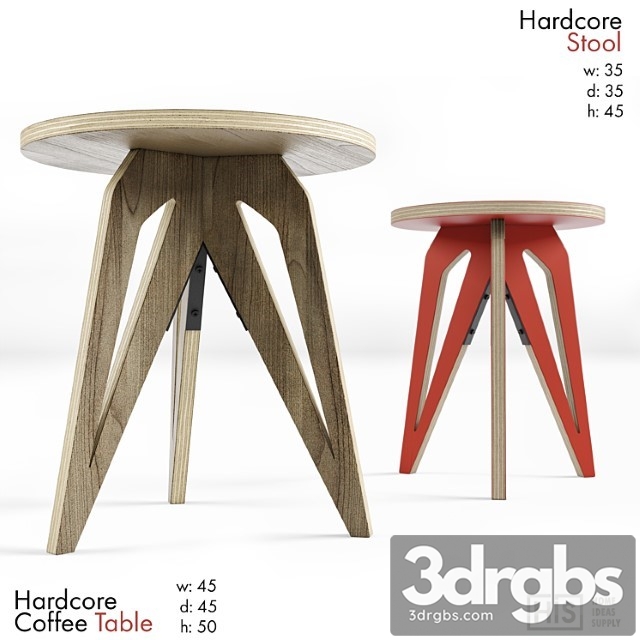 His Hardcore Stool And Coffee Table 3dsmax Download - thumbnail 1