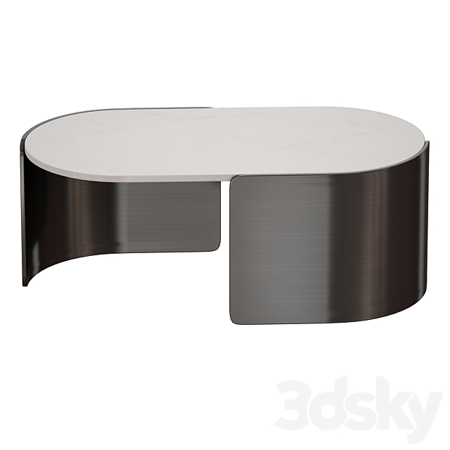 Holm Oval Marble Coffee Table (Crate and Barrel) 3DSMax File - thumbnail 2