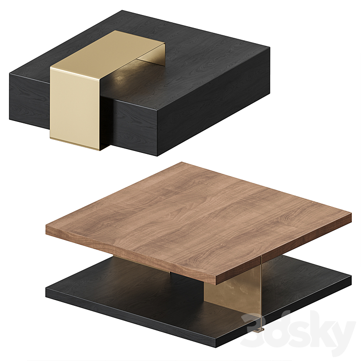 Homary Black Coffee Table 3DS Max Model - thumbnail 1