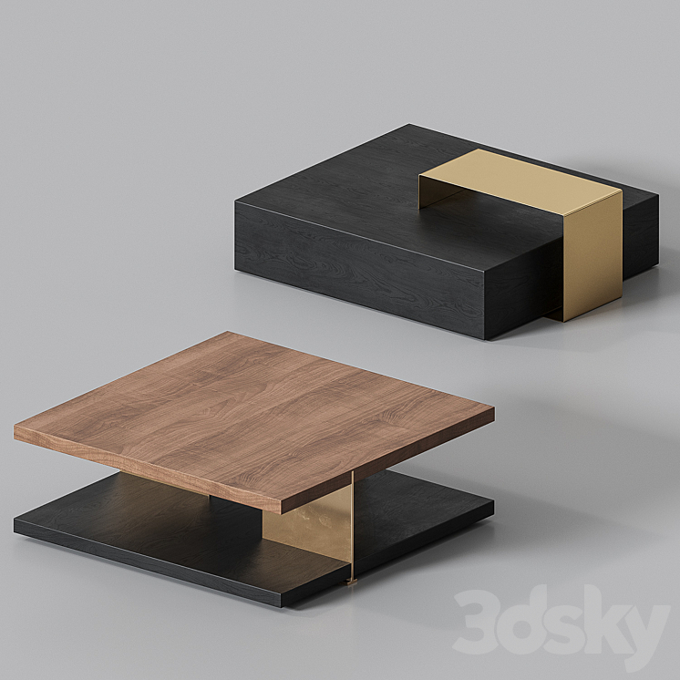 Homary Black Coffee Table 3DS Max Model - thumbnail 2