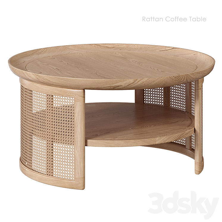 Homary Rattan coffee table 3DS Max Model - thumbnail 1