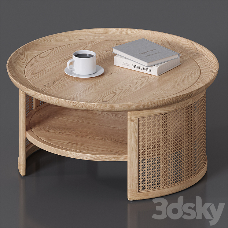 Homary Rattan coffee table 3DS Max Model - thumbnail 2