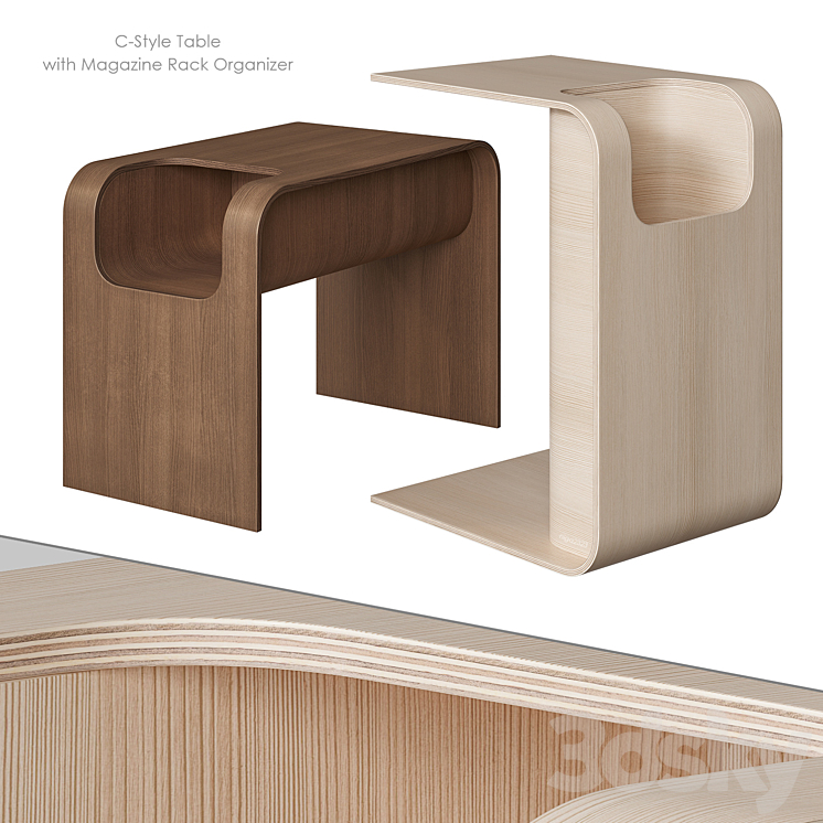 Homary Side table C-Style 3DS Max Model - thumbnail 1