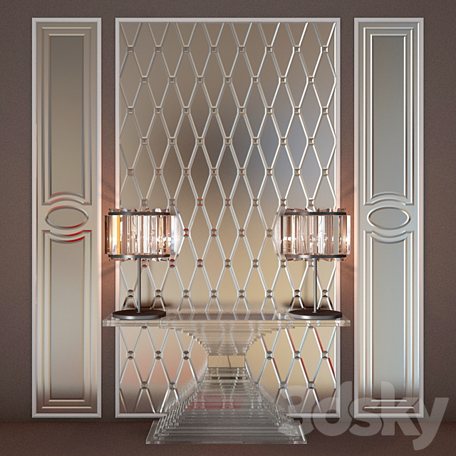 HOME CONCEPT console. mirror facets. table lamp 3DSMax File - thumbnail 1