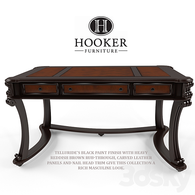 Hooker Writing Desk 3DS Max Model - thumbnail 2