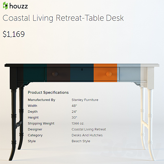 houzz _ Coastral Living-Retreat Table Desk 3DSMax File - thumbnail 1