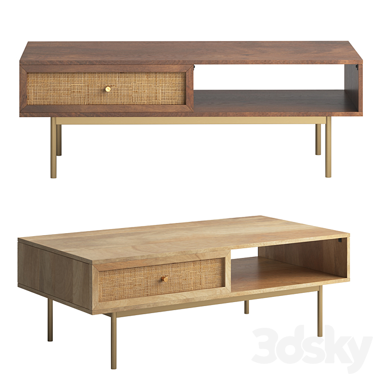 Hudson Coffee Table 3DS Max Model - thumbnail 2