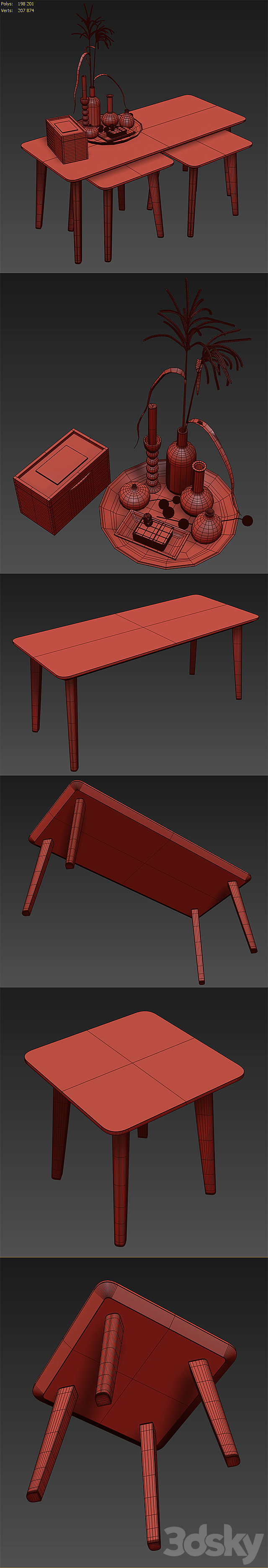 IKEA LISABO coffe table 3ds Max - thumbnail 3