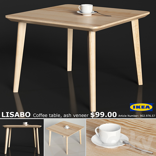 IKEA LISABO coffe table 70cm 3ds Max - thumbnail 1