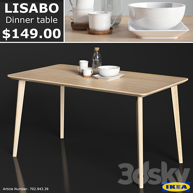 IKEA LISABO dinner table 3DSMax File - thumbnail 1