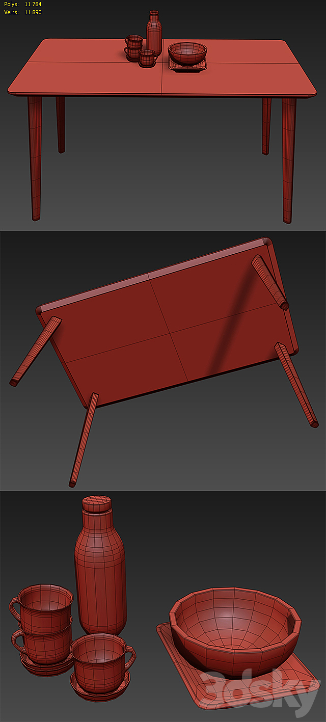 IKEA LISABO dinner table 3DSMax File - thumbnail 3