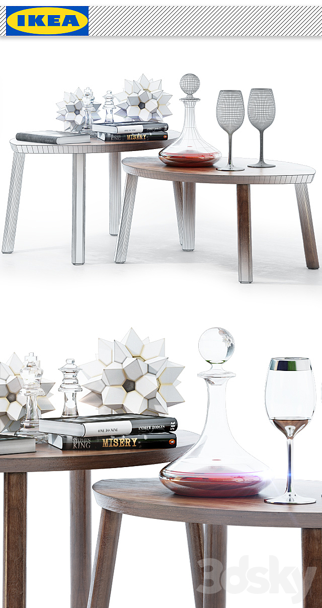 IKEA \\ STOCKHOLM \\ Set of tables 2 pcs. + Decor. 3DS Max Model - thumbnail 2