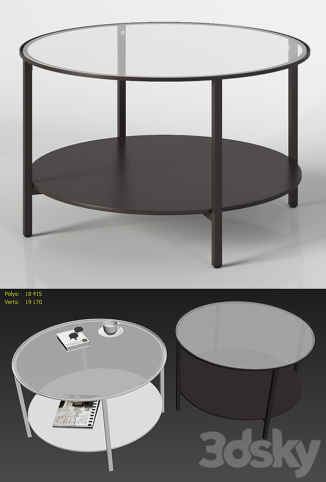 IKEA VITTSJO Coffee table 3DS Max Model - thumbnail 2