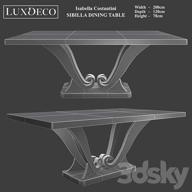 Isabella Costantini Sibilla Dining Table 3DS Max Model - thumbnail 2