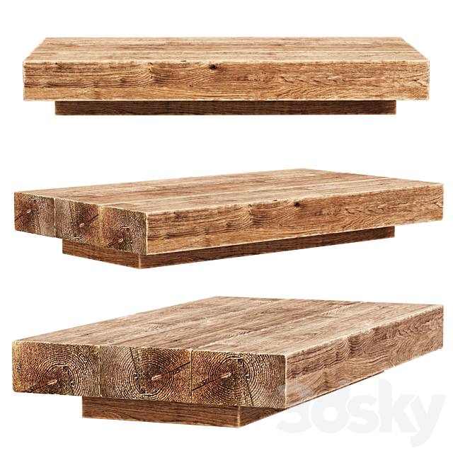 Jack Wooden Coffee Table _ Wooden living table 3ds Max - thumbnail 1