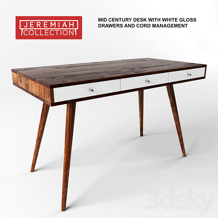 Jeremiah Collection Mid Century Desk 3DS Max - thumbnail 1