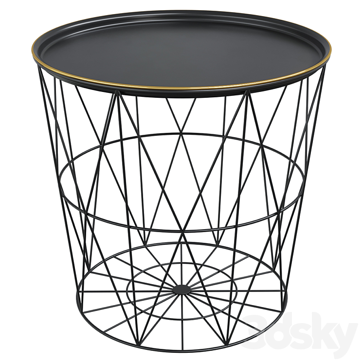 KALO Black Metal Wire Side Table 3DS Max Model - thumbnail 1